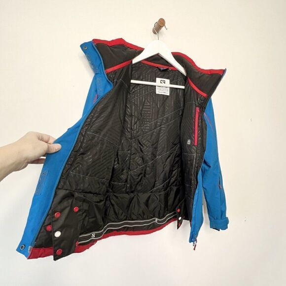 Salomon Blue AdvancedSkin Dry 10K Hooded Snowboard Jacket - Picture 3 of 9